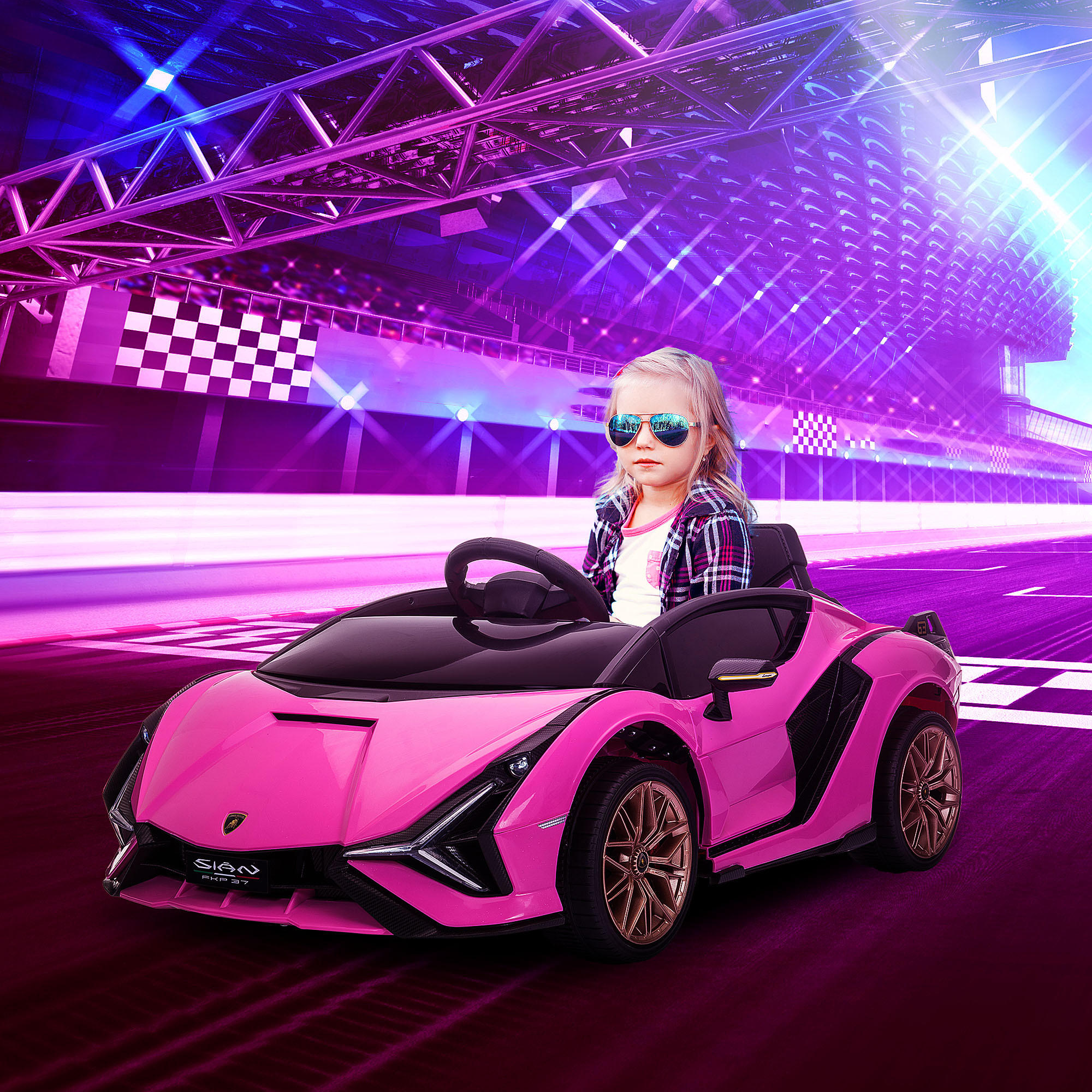 KINDER ELEKTROAUTO, Kunststoff+ Metall, Rosa - Rosa, Metall (108/62/40cm) - HOMCOM