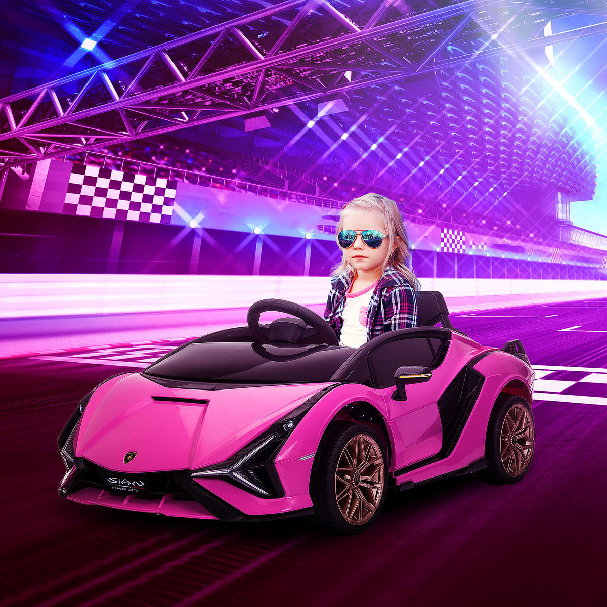 KINDER ELEKTROAUTO, Kunststoff+ Metall, Rosa - Rosa, Metall (108/62/40cm) - HOMCOM