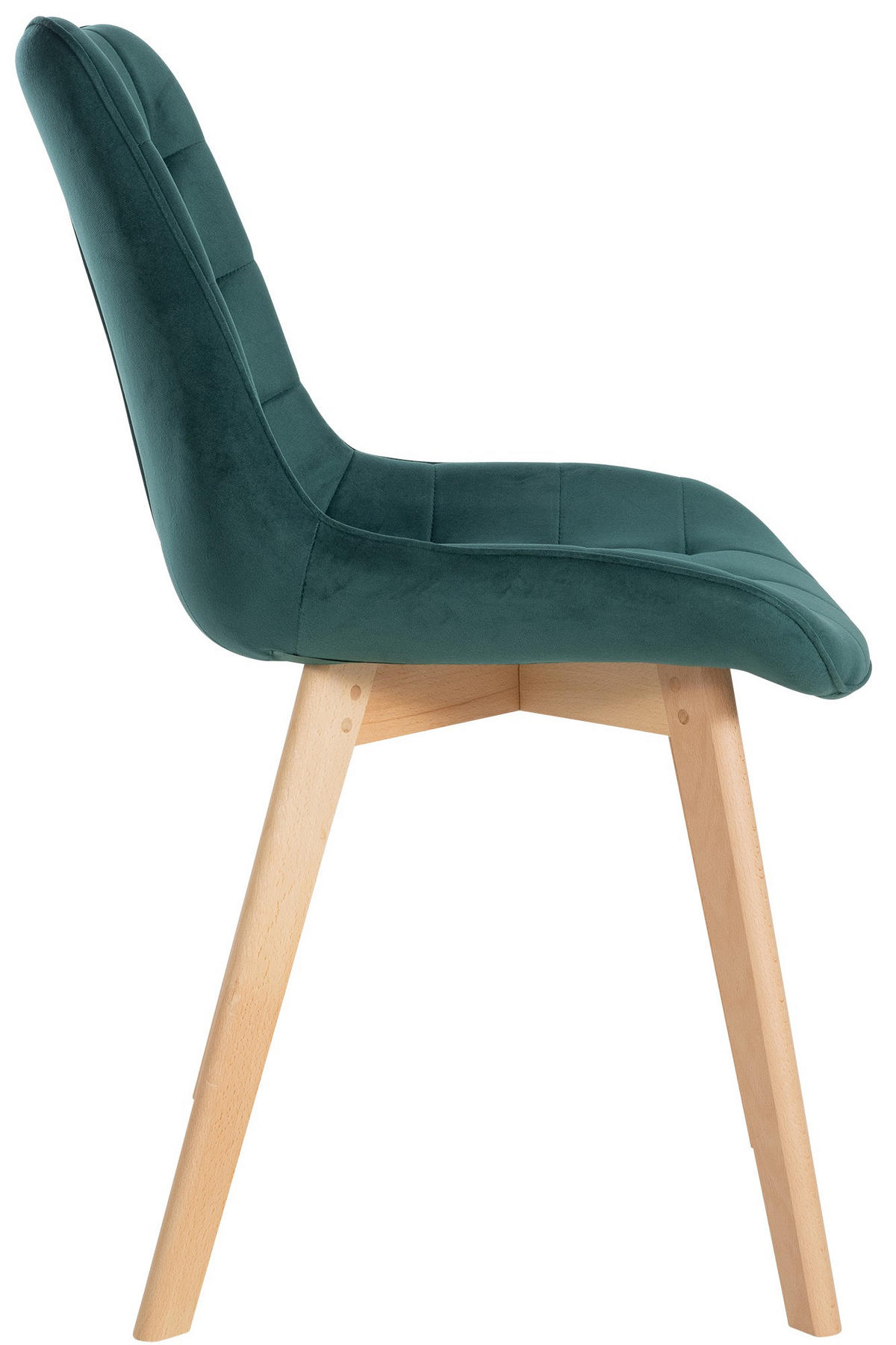 STUHL 2er Set Samt grün - Eukalyptusholzfarben/Grün, Holz/Textil (54/84/63cm) - CLP