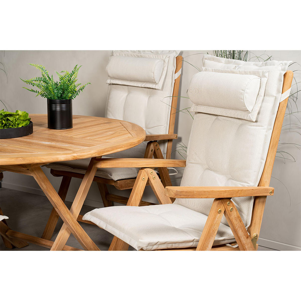 GARTENSET, Kenya, Tisch Natur, Teak., 120 x 120 x 75 cm, 5-teilig - Naturfarben, Holz - ebuy24