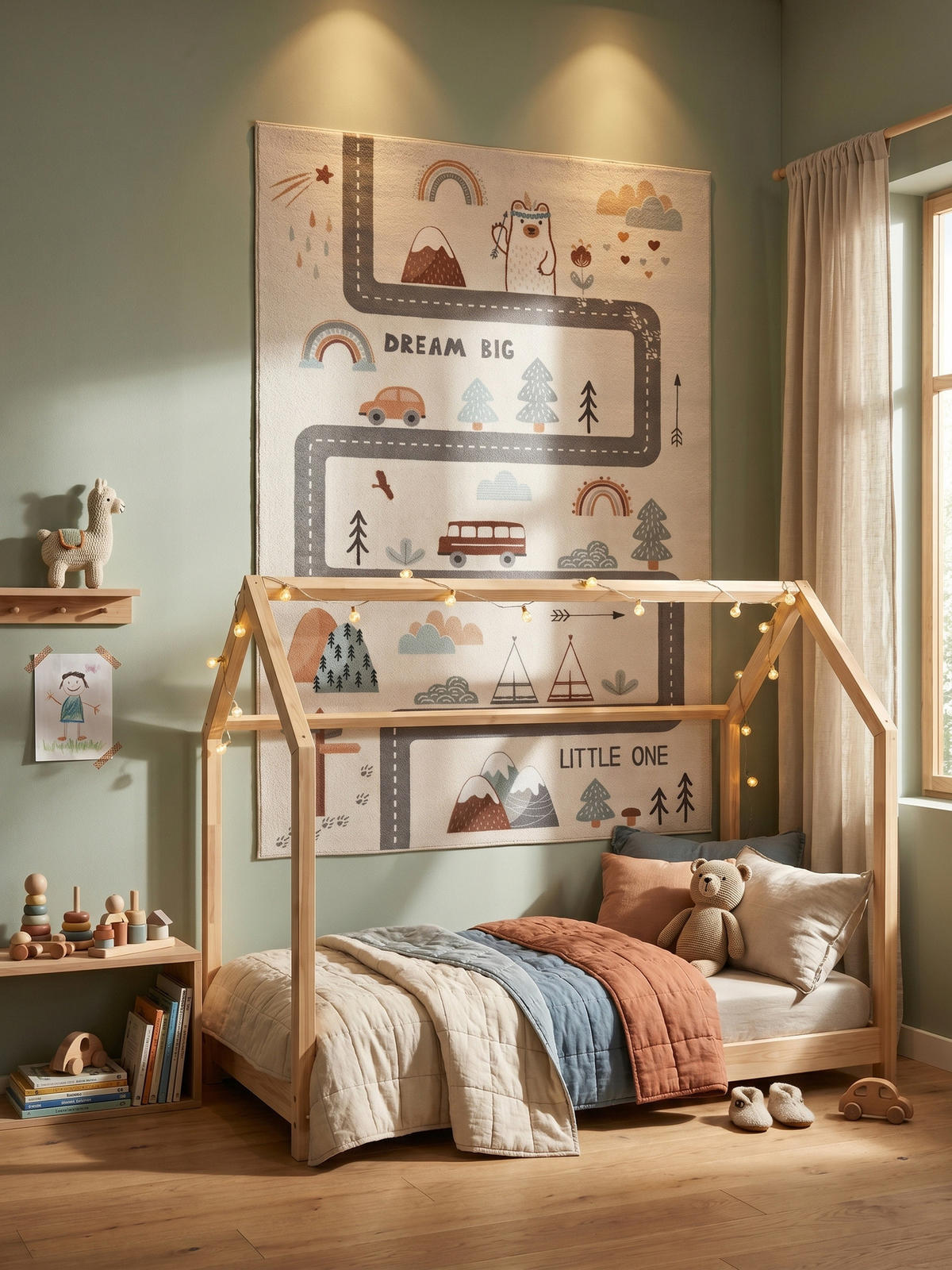 SPIELTEPPICH Waschbar TINO in Creme, mit Straßenkarten-Motiv, 160 x 230 cm - Beige, Textil (230/160cm) - KADIMA DESIGN