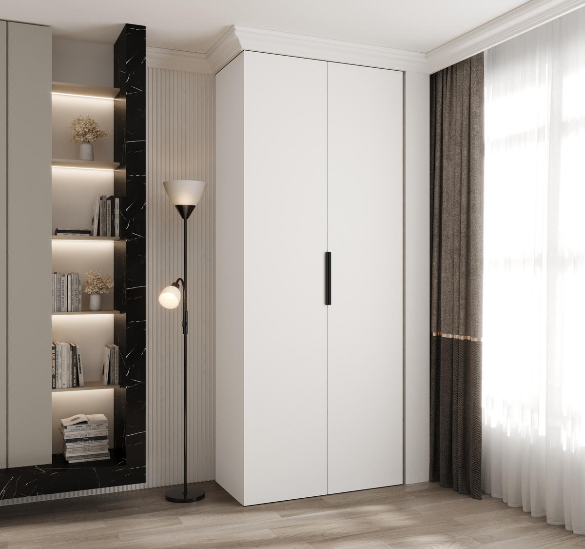 DREHTÜRENSCHRANK 245,5/100/50 2-türig - Schwarz/Weiß, Holz/Metall (100/245.5/50cm) - Abiks Möbel