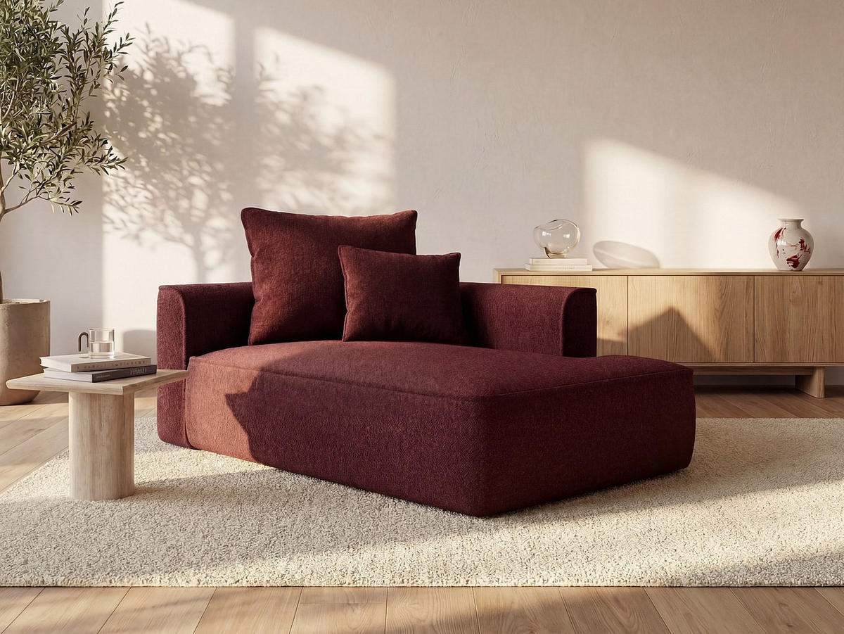 RECAMIERE ohne Schlaffunktion - 1 Person-Sitzer - Stoff - Bordeaux - - Bordeaux, Textil (180/67/115cm) - Vente-Unique