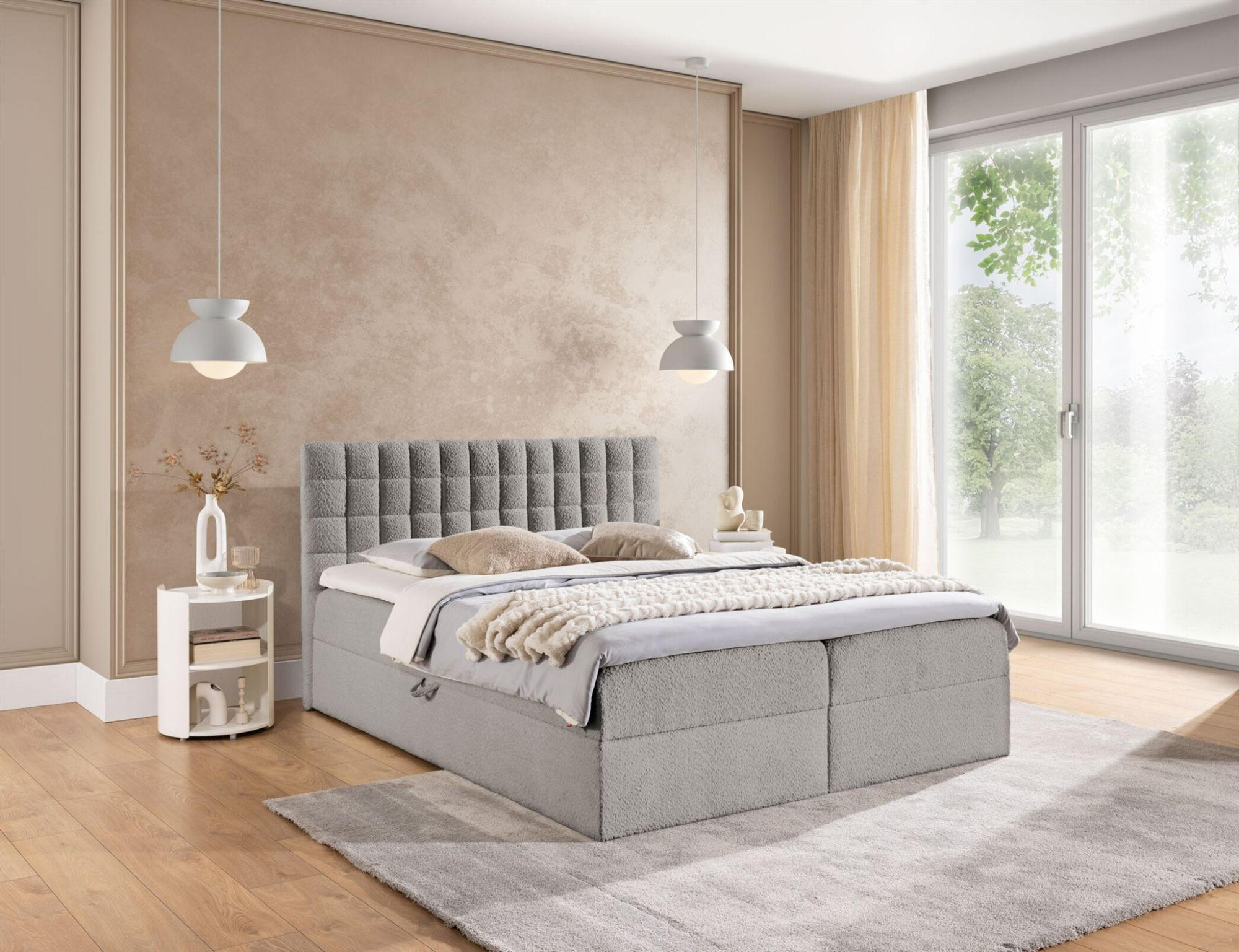 BOXBETT Toribo In überlänge - Grau, Holzwerkstoff/Textil (140/220cm) - Fun Möbel