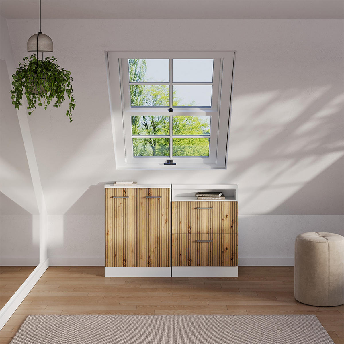 ŠIKMÁ SKŘÍŇ Rion Dub řemeslný/bílý - bílá/dub artisan, kompozitní dřevo (60/81.6/46cm) - Vicco