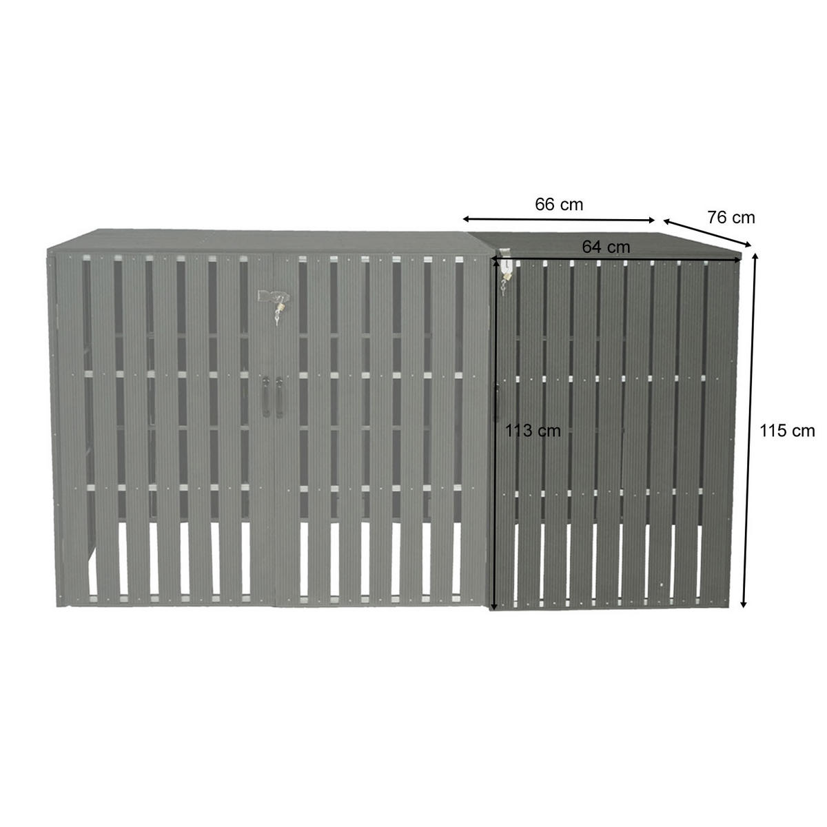 MÜLLTONNENBOX ERWEITERUNG Grau - Grau, Metall (66/115/76cm) - Jamb