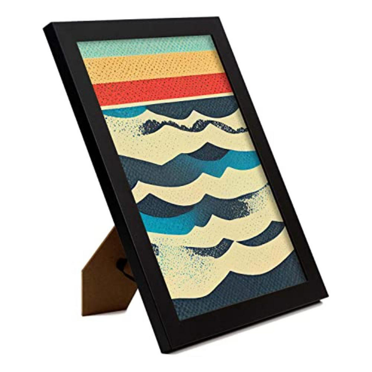 POSTER Set mit 4 Meer Abstrakt Moderne Galaxien A4 Schwarzer Rahmen - Schwarz, Papier (29.7/3cm) - Nacnic