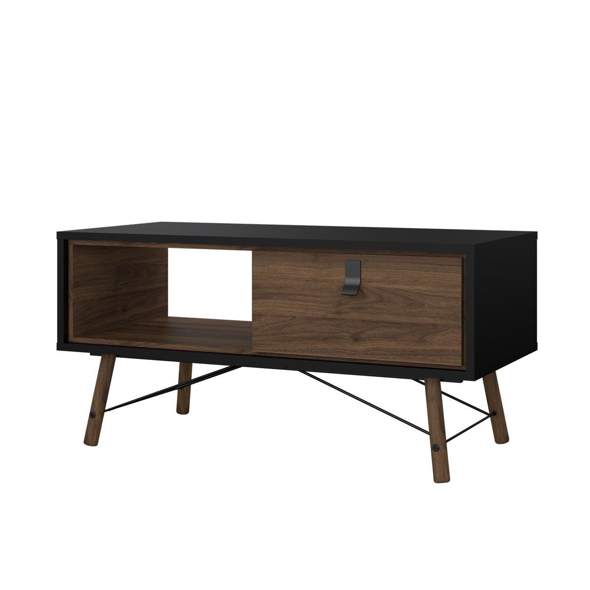 COUCHTISCH wallnuss Dekor - Schwarz, Holzwerkstoff (48/102/50cm) - ebuy24