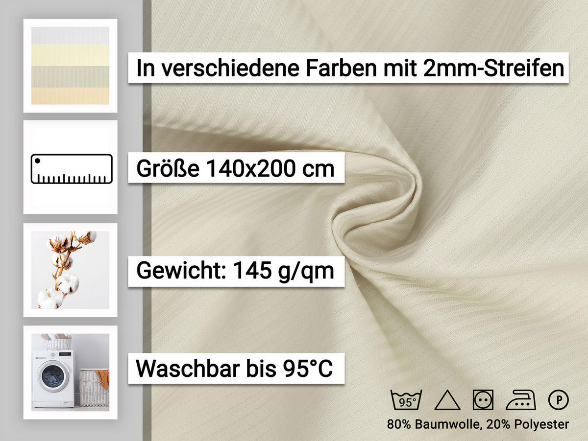 BETTWÄSCHE, 80x80 cm + 140x200 cm, 80% Baumwolle, 20% Polyester, Grau - Creme, Naturmaterialien (140/200cm) - Zollner