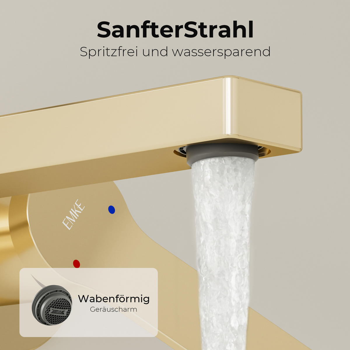 WASCHTISCHARMATUR mit Luftsprudler Messing Champagnergold - Goldfarben, Metall (21/7/28.8cm) - EMKE