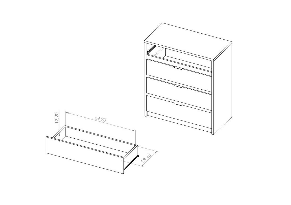 KOMMODE Martin mit vier Schubladen - Schwarz Hochglanz/Schwarz, Holzwerkstoff/Metall (81/90/40cm) - Ravio