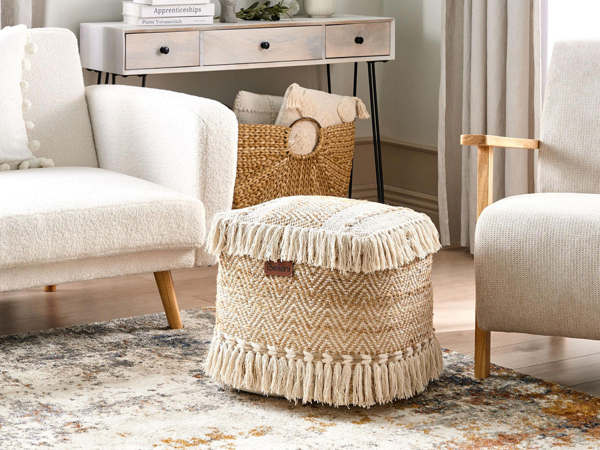 POUF Hellbeige Alupola - Beige, Naturmaterialen (40/40/40cm) - Beliani