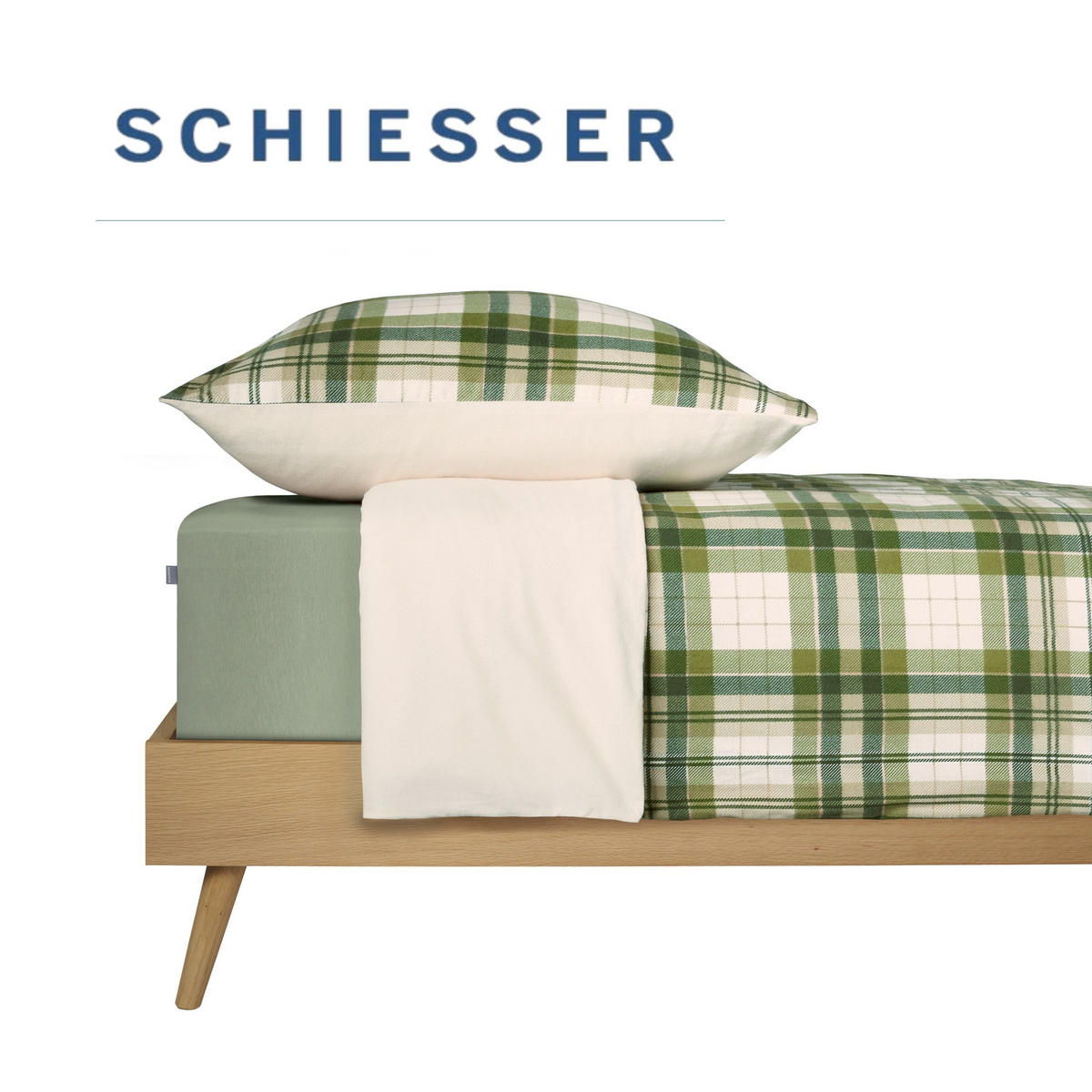 BETTWÄSCHESET Morris - Feinbiber - 2-teilig - 135 x 200 cm - Grün - Grün, Textil (135/200cm) - SCHIESSER