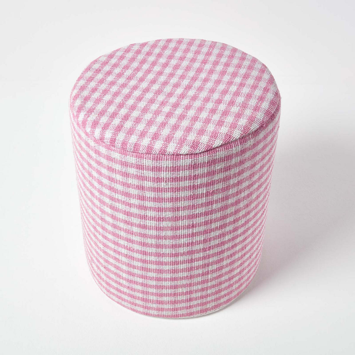 SITZPOUF Vichy-Karo rosa, Hocker rund 40/40/42 cm - Rosa, Textil (40/42/40cm) - Homescapes
