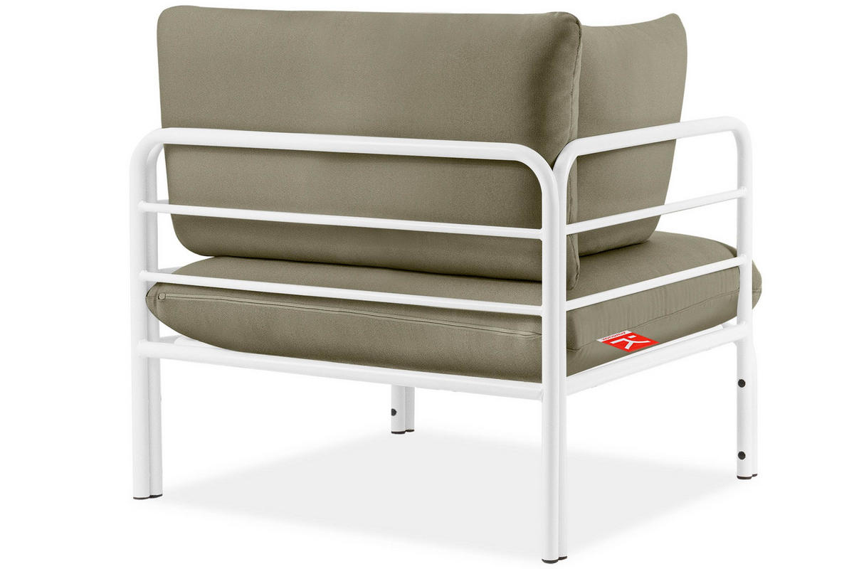 GARTENSESSEL RAMBE inkl. Auflagen, Stahlgestell, Modern, Weiß/Beige - Beige/Weiß, Textil/Metall (79/80/80cm) - KONSIMO®