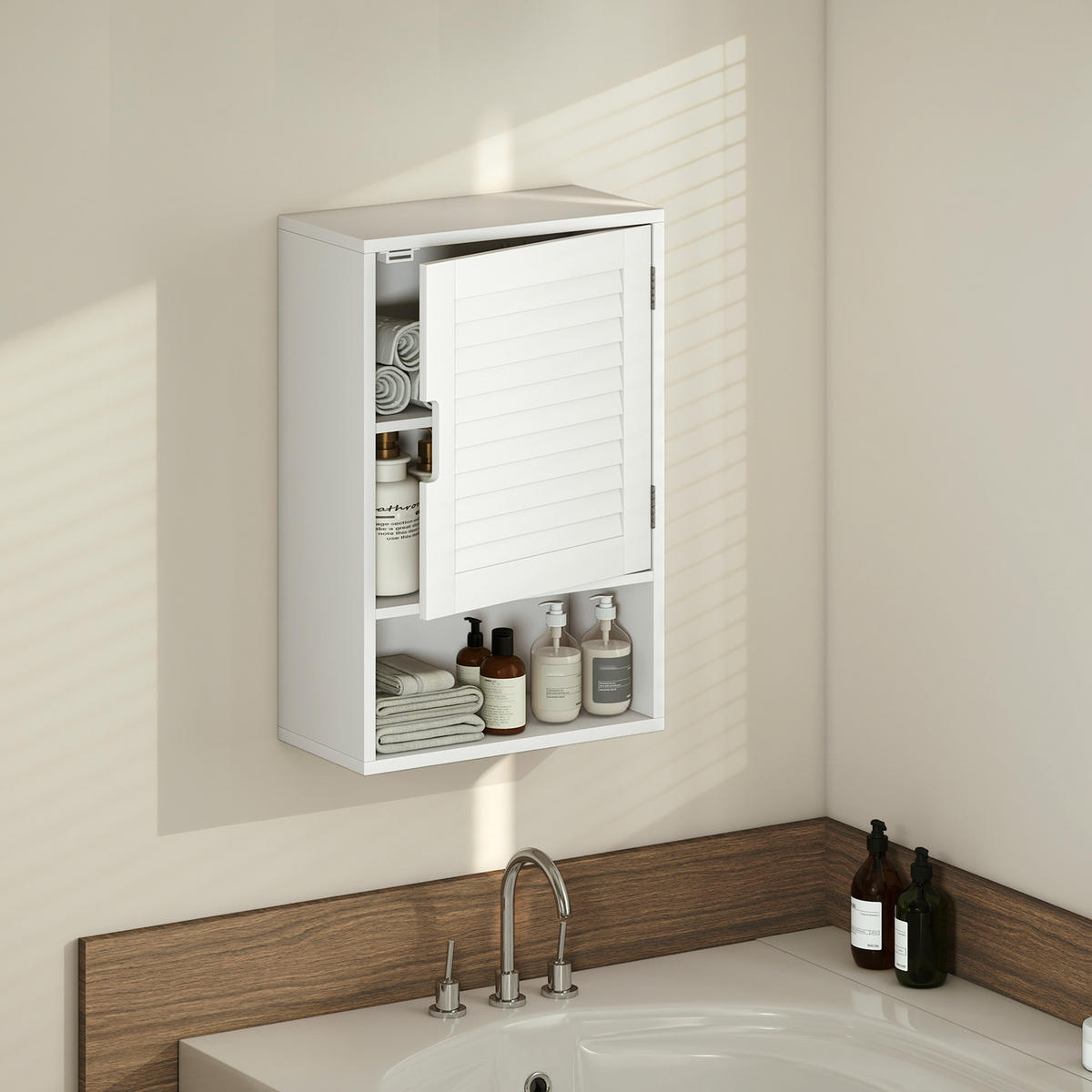 BADEZIMMERSCHRANK Weiß 20.0/40.0/60.0 cm - Weiß, Holzwerkstoff (40/60/20cm)