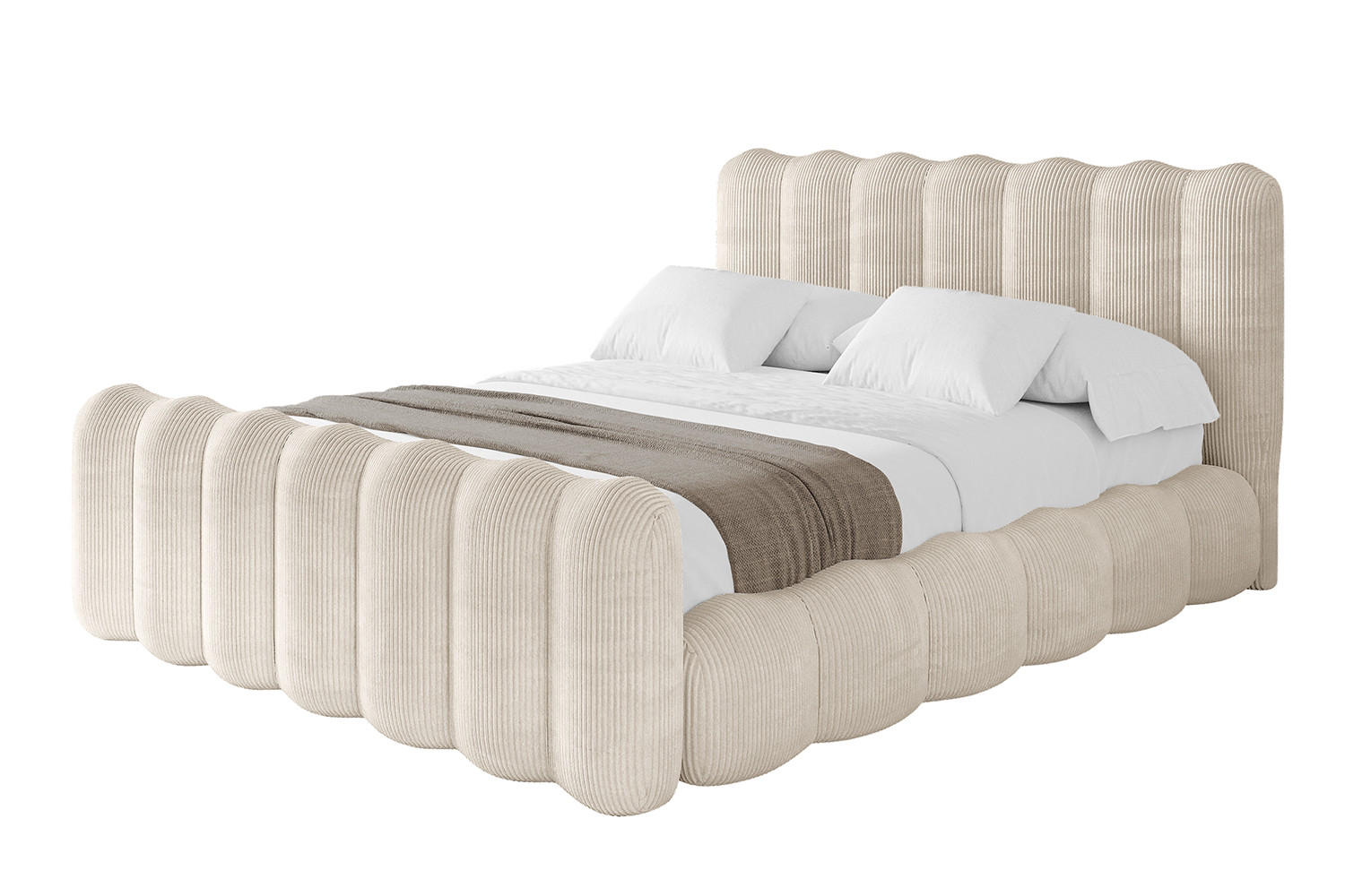 POLSTERBETT mit Bettkasten, Fußteil und Lattenrost, Boxbett ohne Matratze - SORA-Z 120x200 Beige - Creme, Holzwerkstoff/Textil (120/200cm) - ALTDECOR
