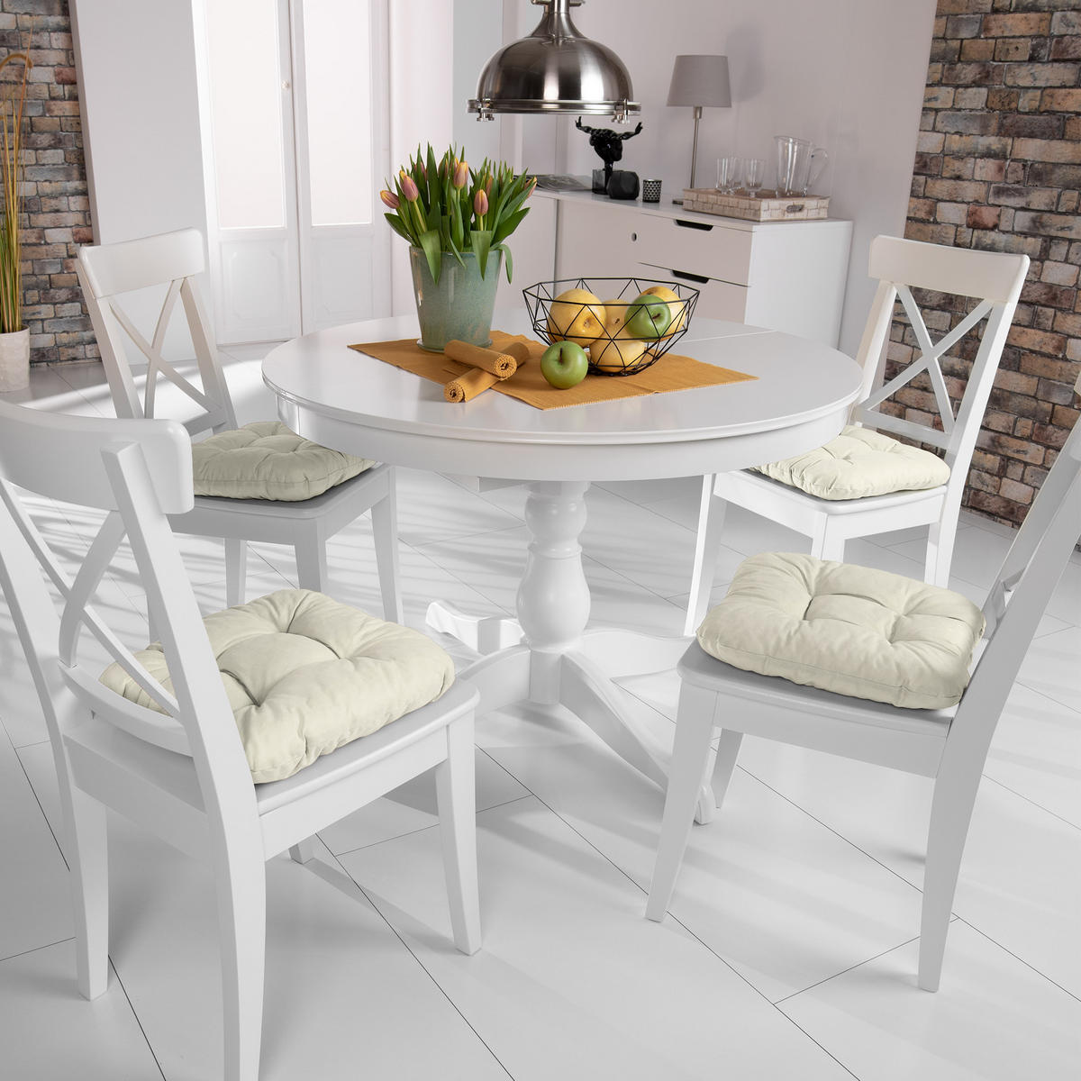 STUHLKISSEN Lisa 40/40/8 cm Natur 4tlg - Naturfarben, Textil (40/40cm) - Beautissu 