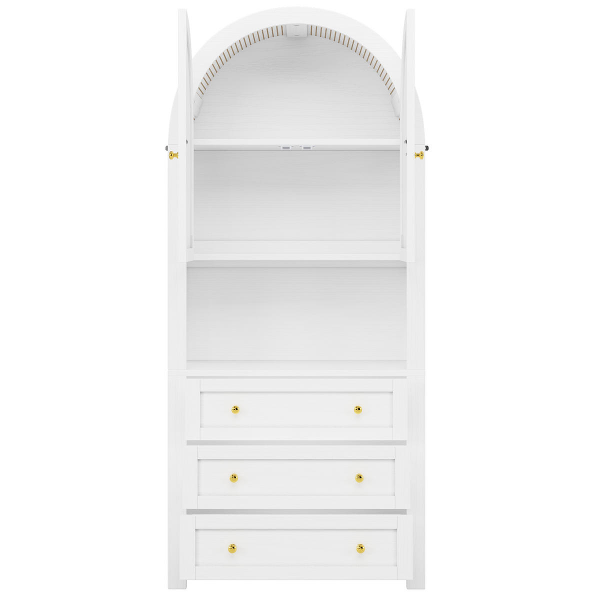 AUFBEWAHRUNGSSCHRANK 70/35/180 cm, gewölbte Oberseite, 3 Schubladen und Tür, MDF weiß mit Leinen-Dach - Weiß, Holzwerkstoff (70/180/35cm) - Redom