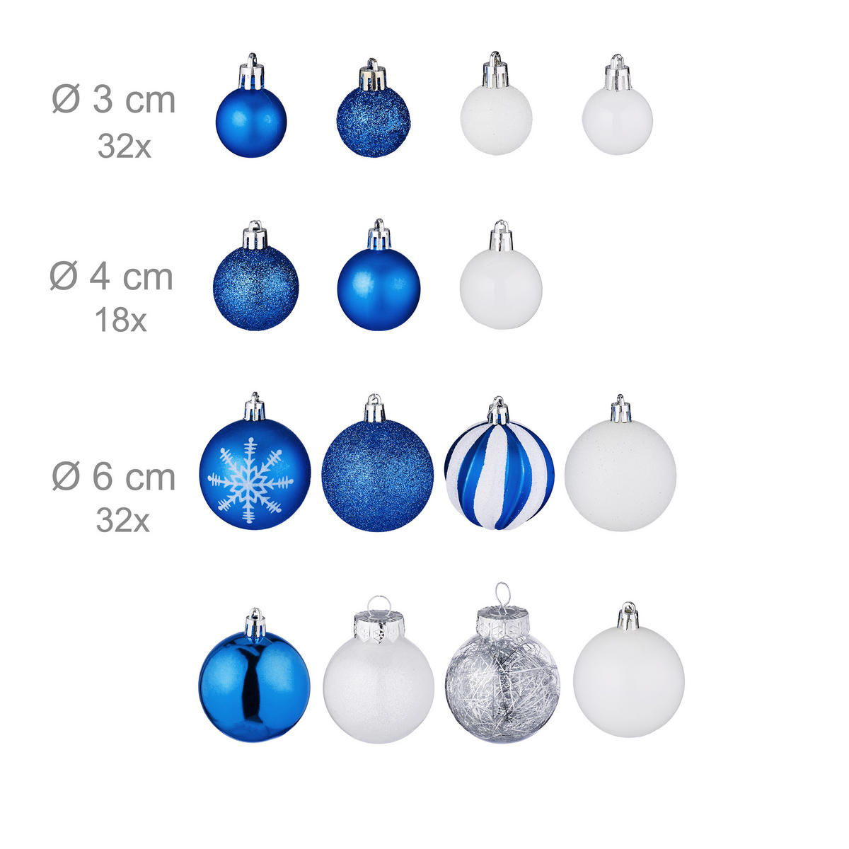 101-TLG.WEIHNACHTSKUGELN-SET - Blau, Kunststoff (20/19/2.5cm) - Relaxdays