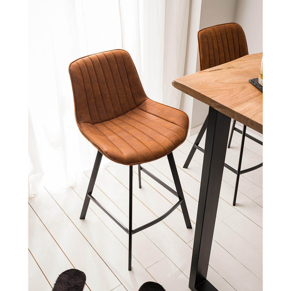 BARSTUHL - Metall, 2er-Set - Braun, Textil (51/95/52cm) - home24