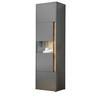 VITRINE grau matt, Eiche Wotan 50 x 197 cm, Vitrinenschrank 5 Fächer - Eiche Wotan/Schwarz, Glas/Holz (50/197/40cm) - Furn.Design
