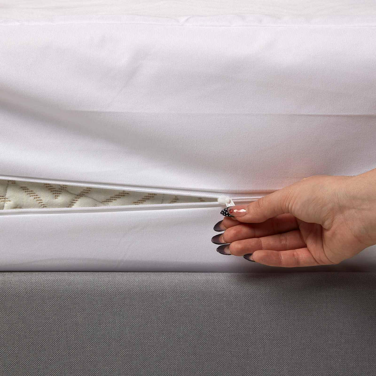 MATRATZENSCHONER wasserdicht extra hoch mit Reißverschluss 150/200 cm - Weiß, Textil - Homescapes