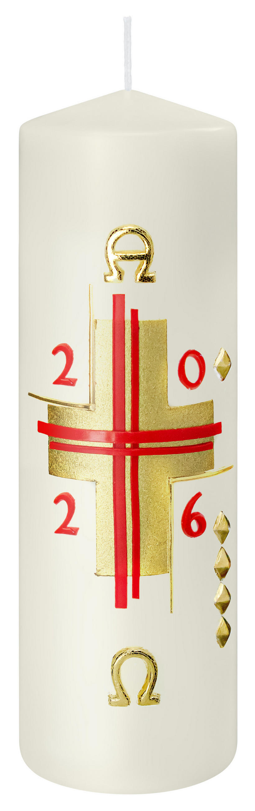 OSTERKERZE 185 x Ø 58 mm mit Jahreszahl - Beige, Paraffin (6/18.5/18.5cm) - Wiedemann Kerzen