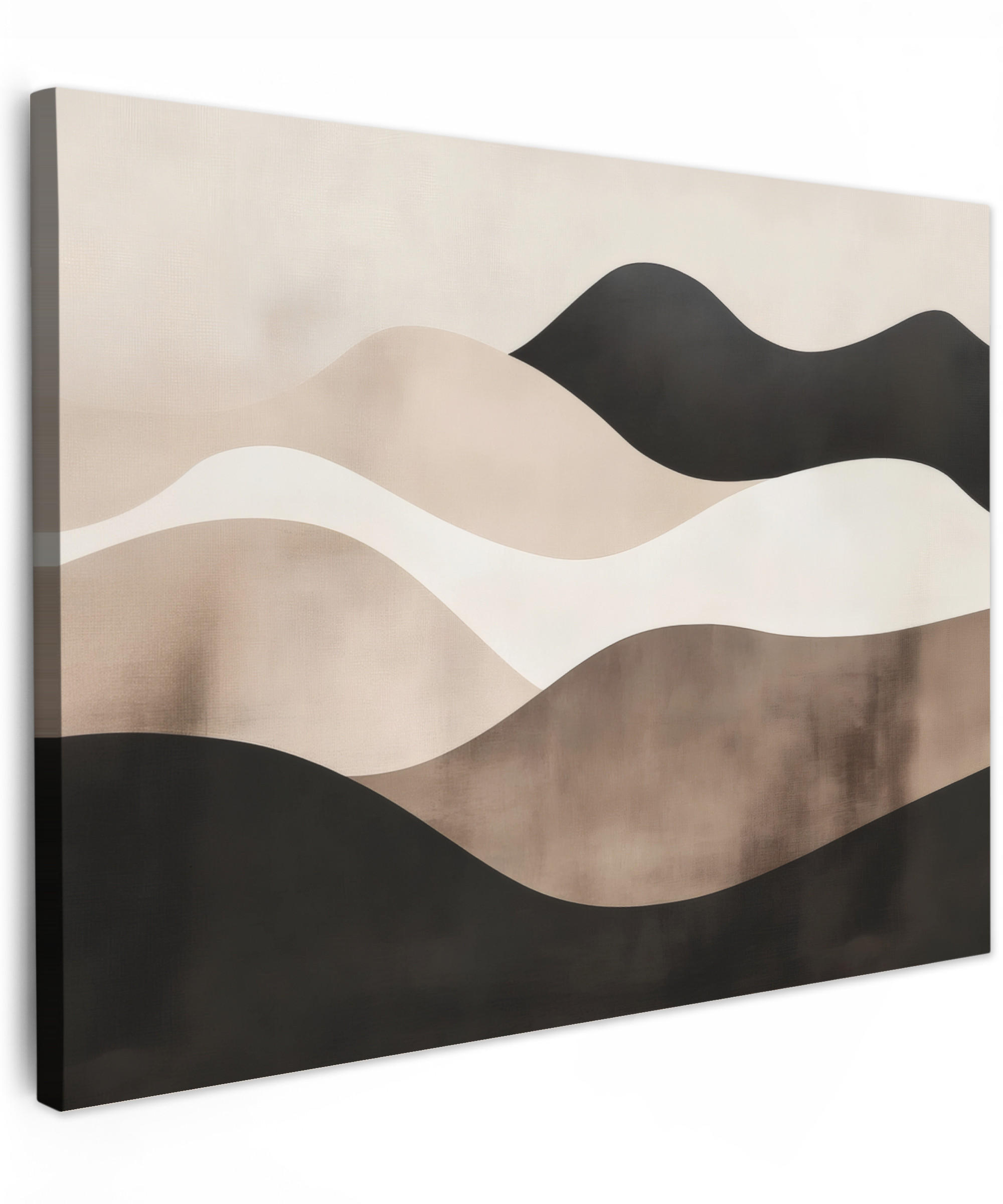 LEINWANDBILD Abstrakt - Landschaft - Wellen - Cremefarben Wandbilder 80x60 cm - Cappuccino, Textil (80/60cm) - MuchoWow