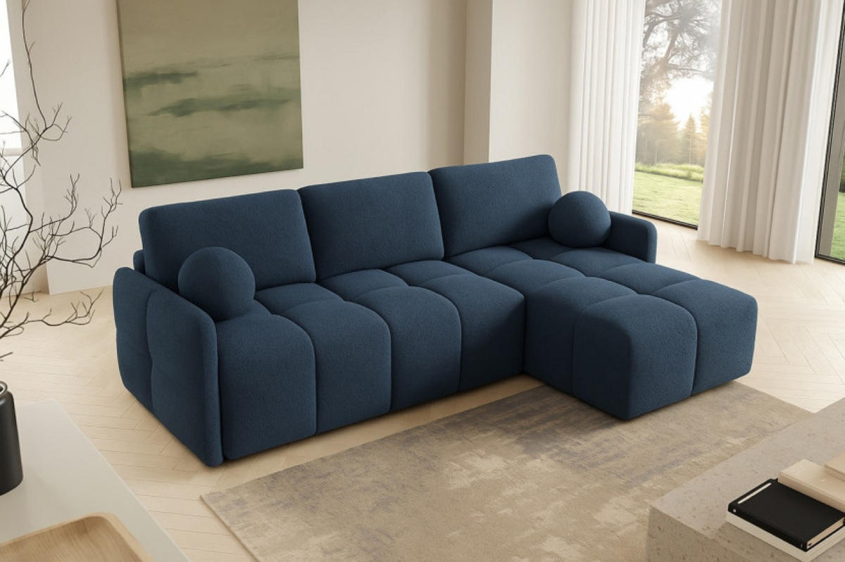 ECKSOFA Granat MONO Mit Schlaffunktion Und Dekokissen Rechts - Dunkelblau, Textil (220/145cm) - Sepro Meble