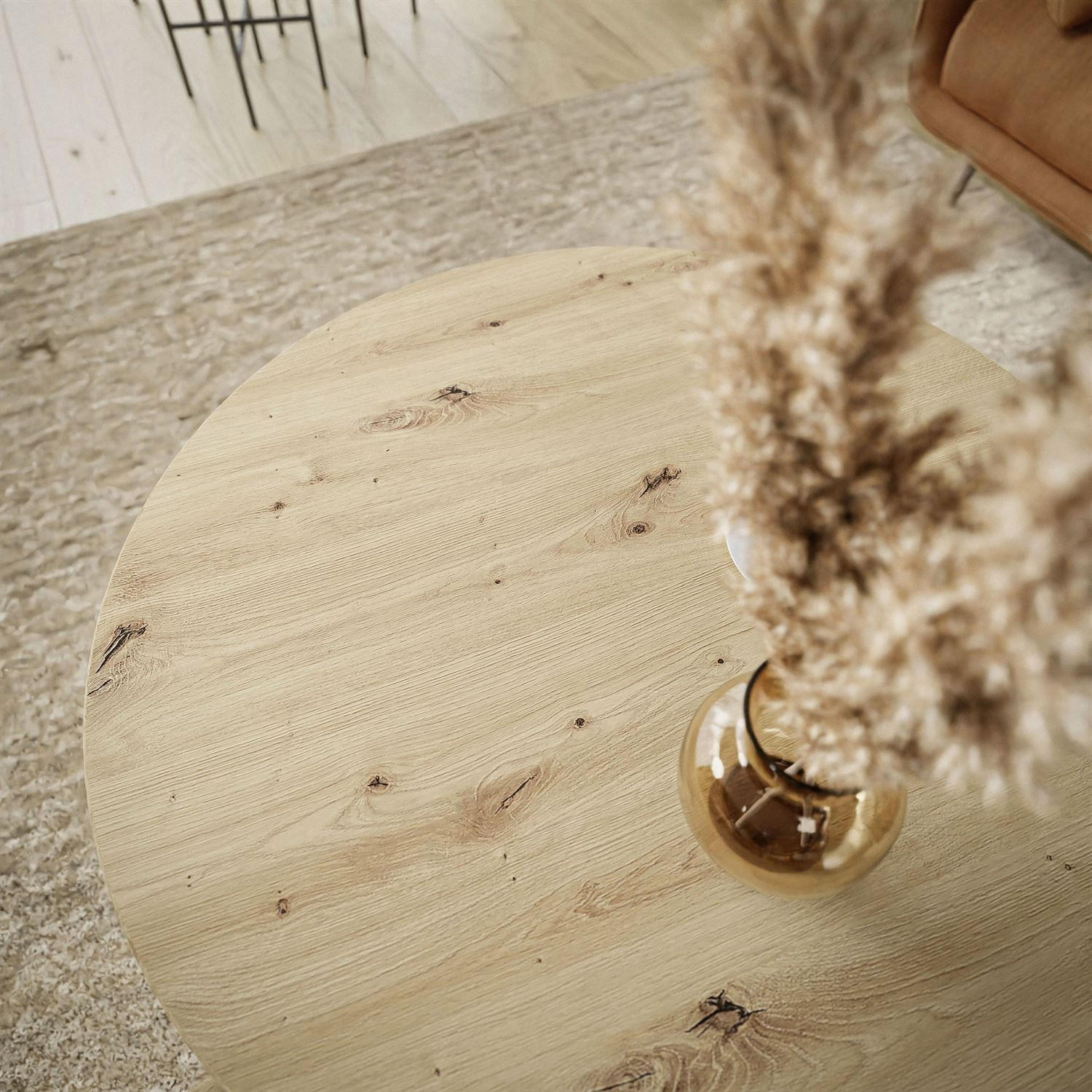 Thumbnail - Lookway Couchtisch, Hellbraun, Weiß, Holzwerkstoff, Rund, 70x48x70 cm, Wohnzimmer, Wohnzimmertische, Couchtische