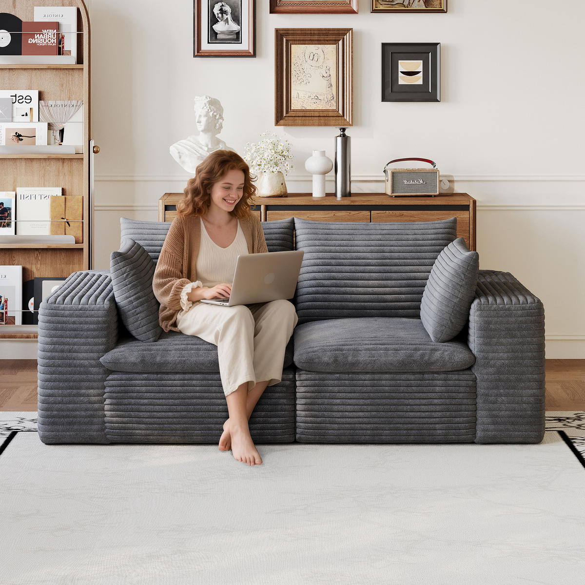 2-SITZER-SOFA DE-34773 mit abnehmbare Polsterung Dunkelgrau - Dunkelgrau, Textil (90/60/180cm) - ComfortXL