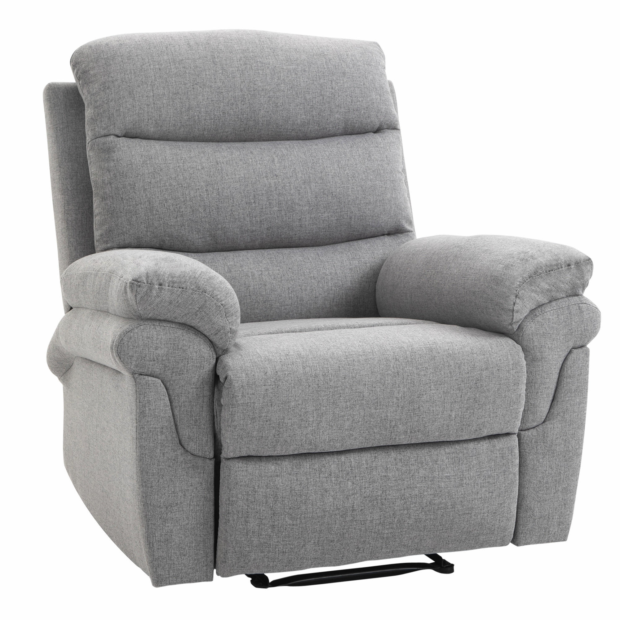 FERNSEHSESSEL DE-15353 manuell verstellbare Rückenlehne Hellgrau meliert - Grau, Metall (92/102/91cm) - ComfortXL