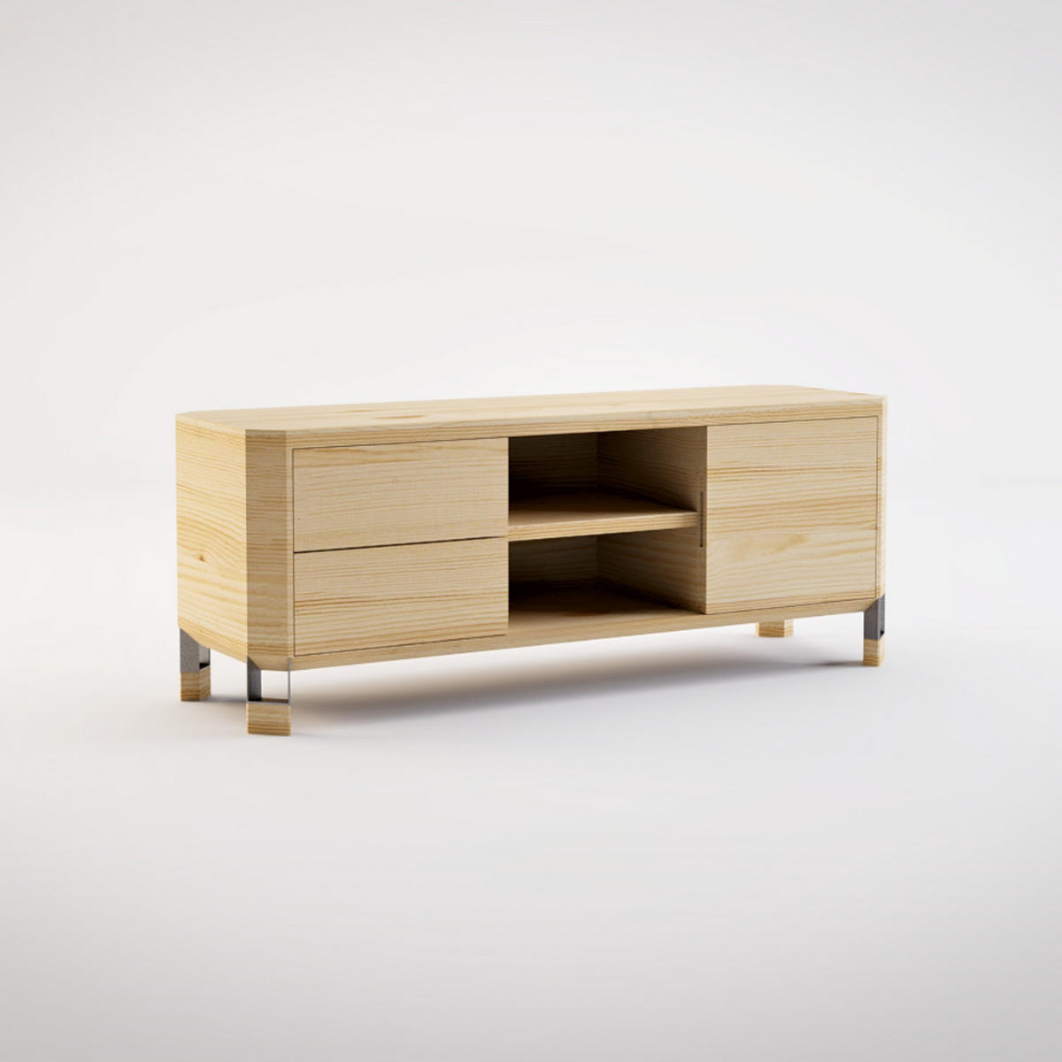 FERNSEHSCHRANK aus Massivholz mit Schubladen aus Eiche BRISTOL - Eichefarben, Holz (130/50/40cm) - Rawood Furniture