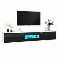 TV-SCHRANK mit LED 180 x 35 x 30 cm Hochglanz Schwarz-Weiß - Weiß, Holzwerkstoff (35/30/180cm) - Beauniv