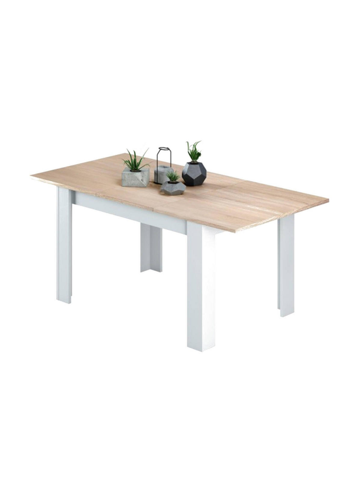 TISCH Ausziehbar Holzeffekt Eiche, Weiß 90/190/78 cm - Eichefarben, Holzwerkstoff (90/190/78cm) - DMORA