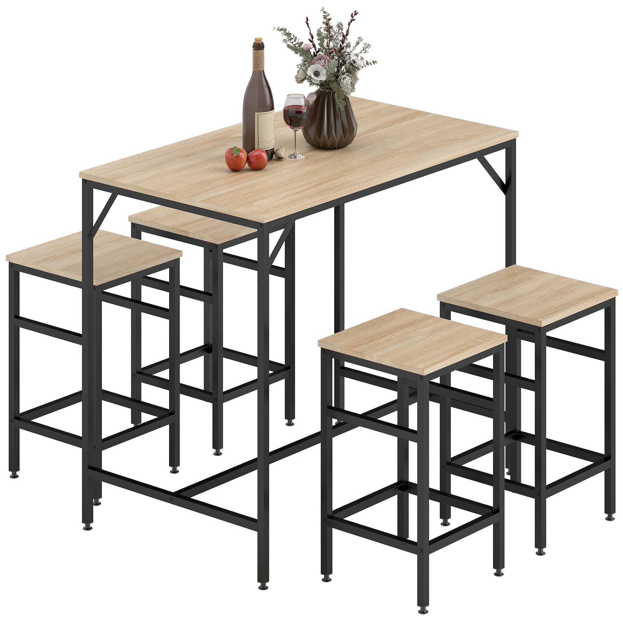 BAR-SET Eichefarben 100.0/60.0/88.0cm - Eichefarben, Holzwerkstoff (60/88/100cm)