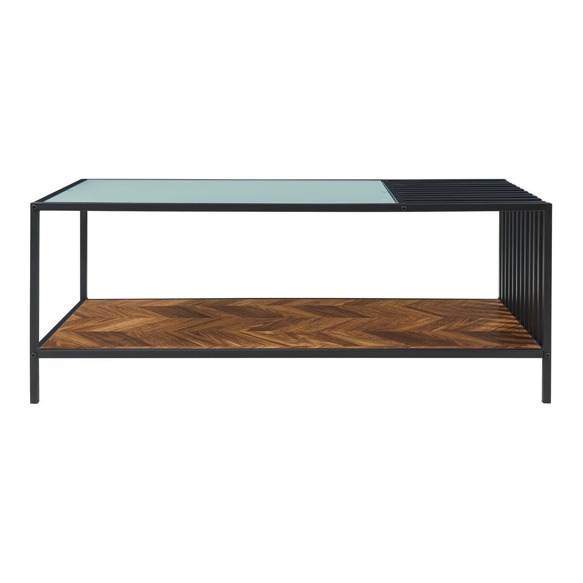 COUCHTISCH Pärghos 120/60/45 cm - Eichefarben/Schwarz, Glas/Metall (60/120/45cm) - [en.casa]