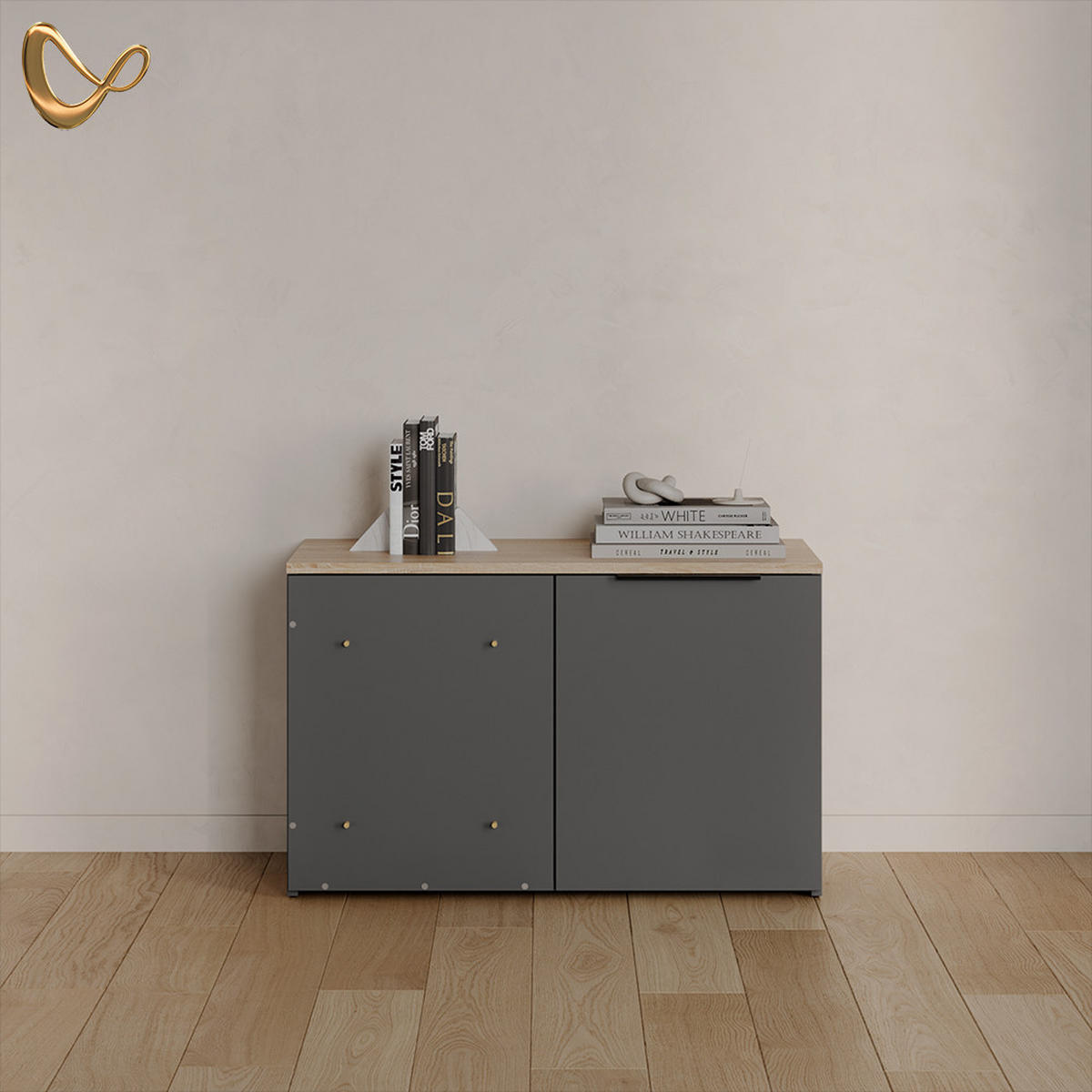 KREDENCA Piave Antracit Kotna komoda z vrati - antracit, leseni material (80/50/40cm) - Livinity®