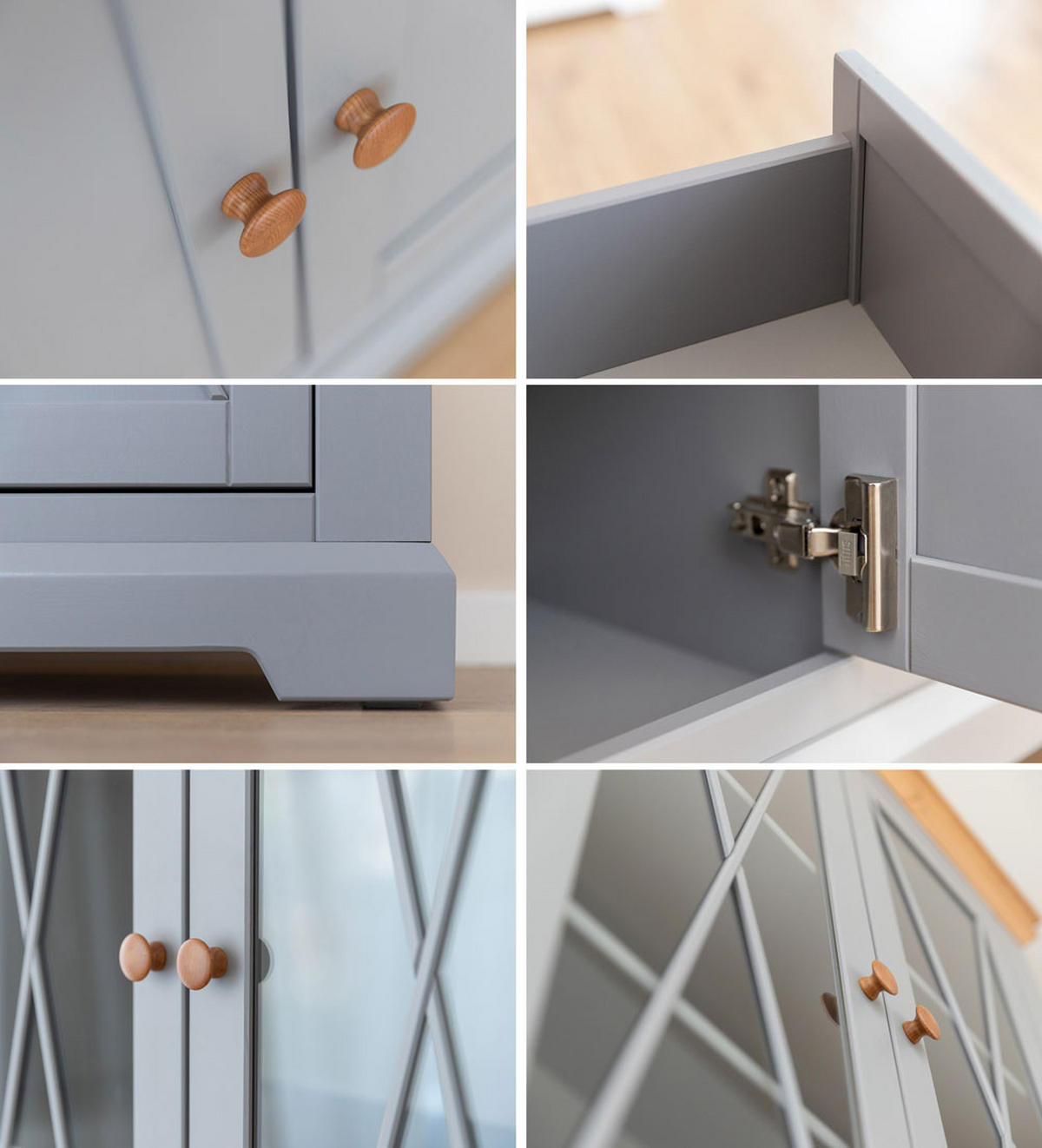 STANDVITRINE Marone Elite Grau / Kiefer Natur 95 / 41 / 200cm - Grau/Kieferfarben, Holz (95/200/41cm) - Feldmann-Wohnen