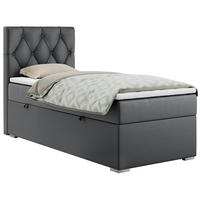 BOXBETT ALDA 90/200 Dunkelgrau Kunstleder - H4 - Links Seite - Dunkelgrau, Holz/Textil (90/200cm) - MKS