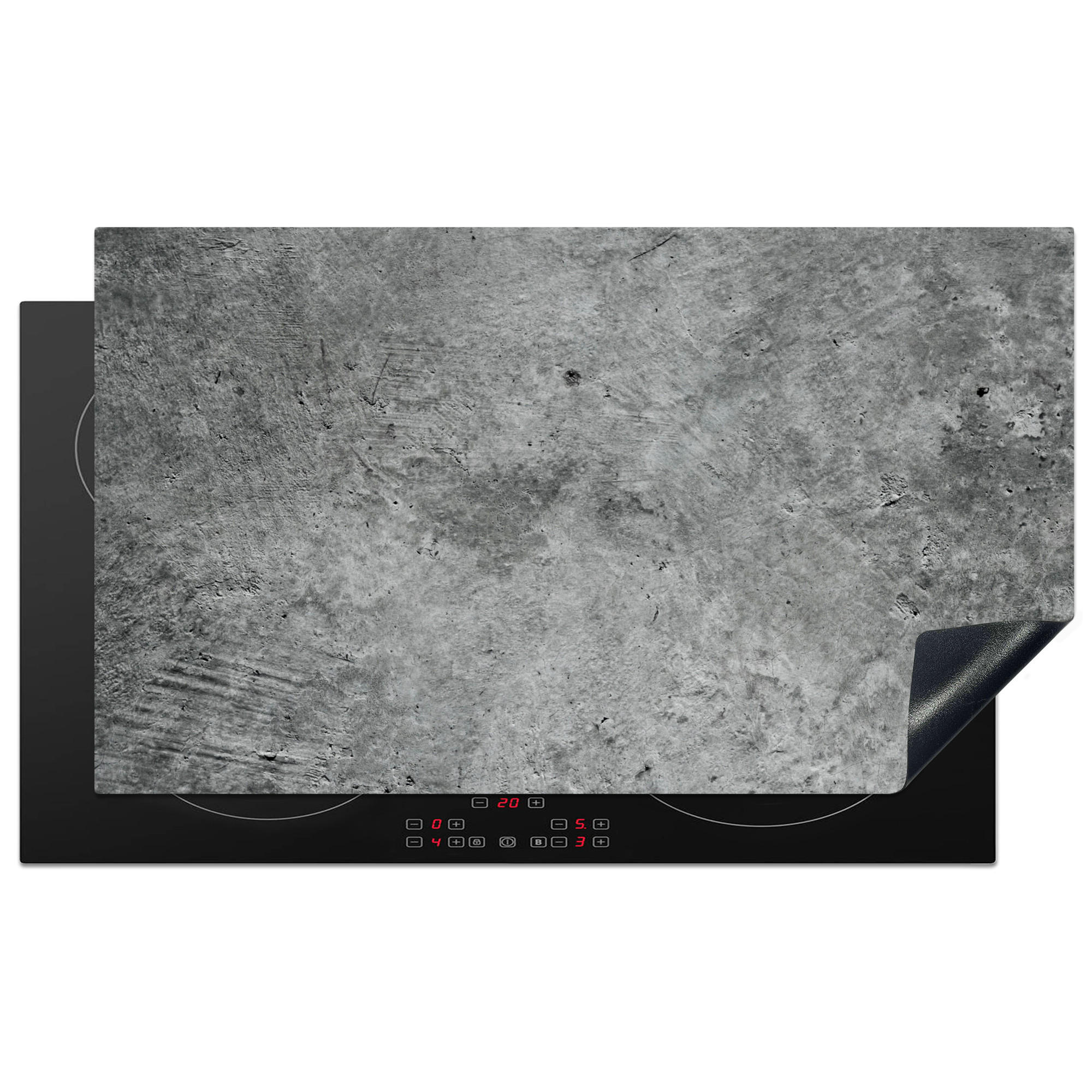 HERDABDECKPLATTE Beton - Schiefer - Grau -Betonstruktur Ceranfeldabdeckung 90x52 cm - Grau, Kunststoff (90/52/0.2cm) - MuchoWow