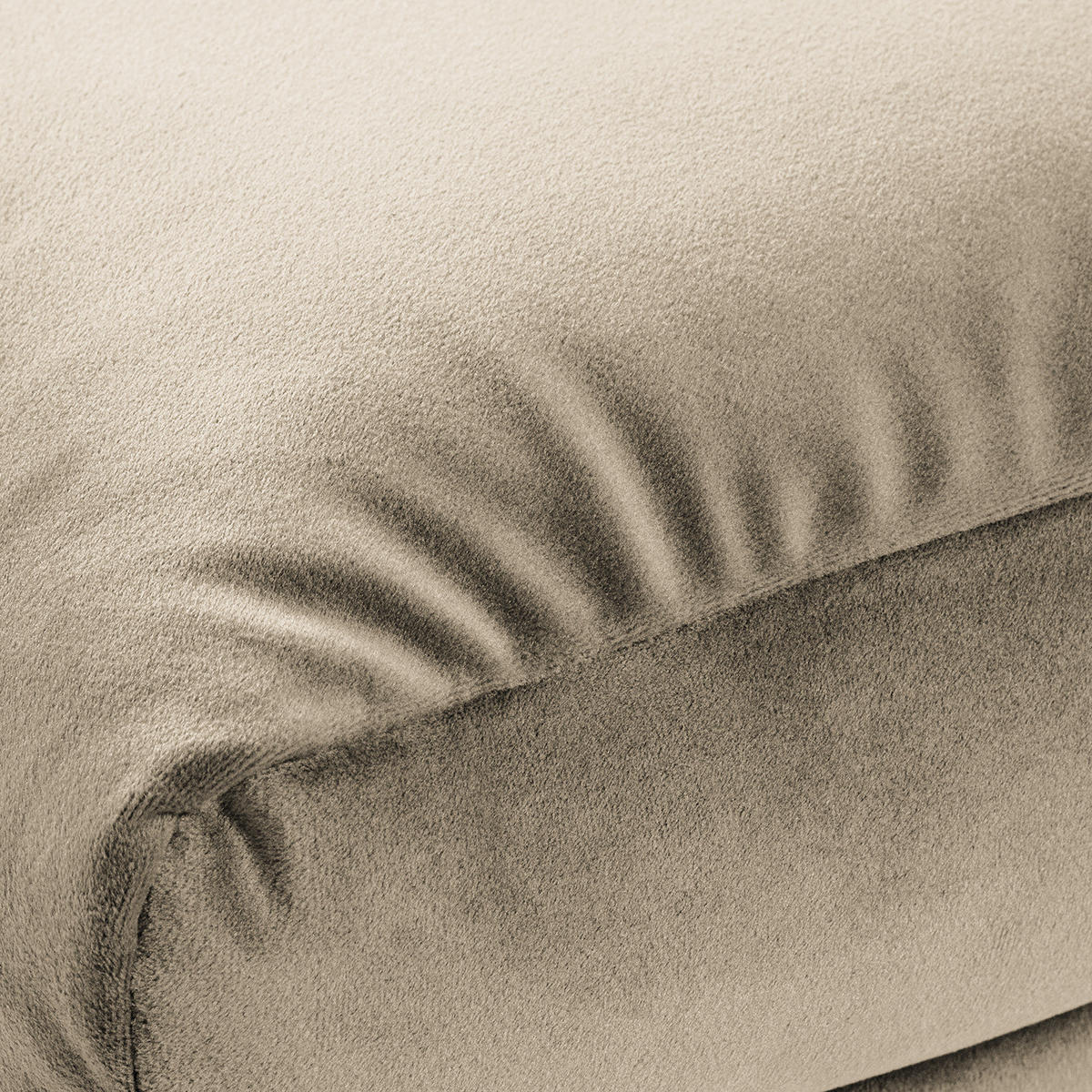 POLSTERHOCKER mit Holzfüßen - Eichefarben/Beige, Eichenholz/Textil (51/37/41cm) - home24