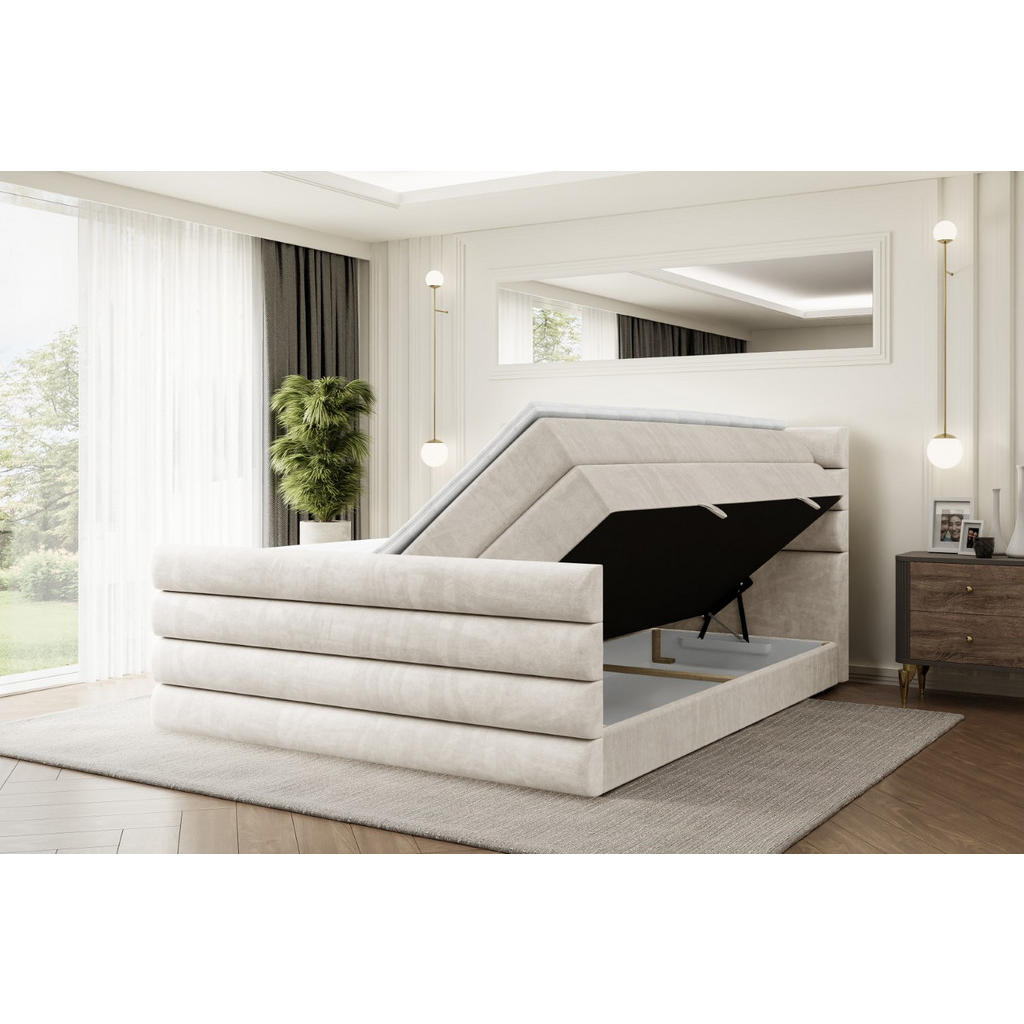 Thumbnail - Altdecor Boxspringbett, Creme, Holzwerkstoff, Höhe ca. 20 cm, 200x200 cm, Schlafzimmer, Betten, Boxspringbetten