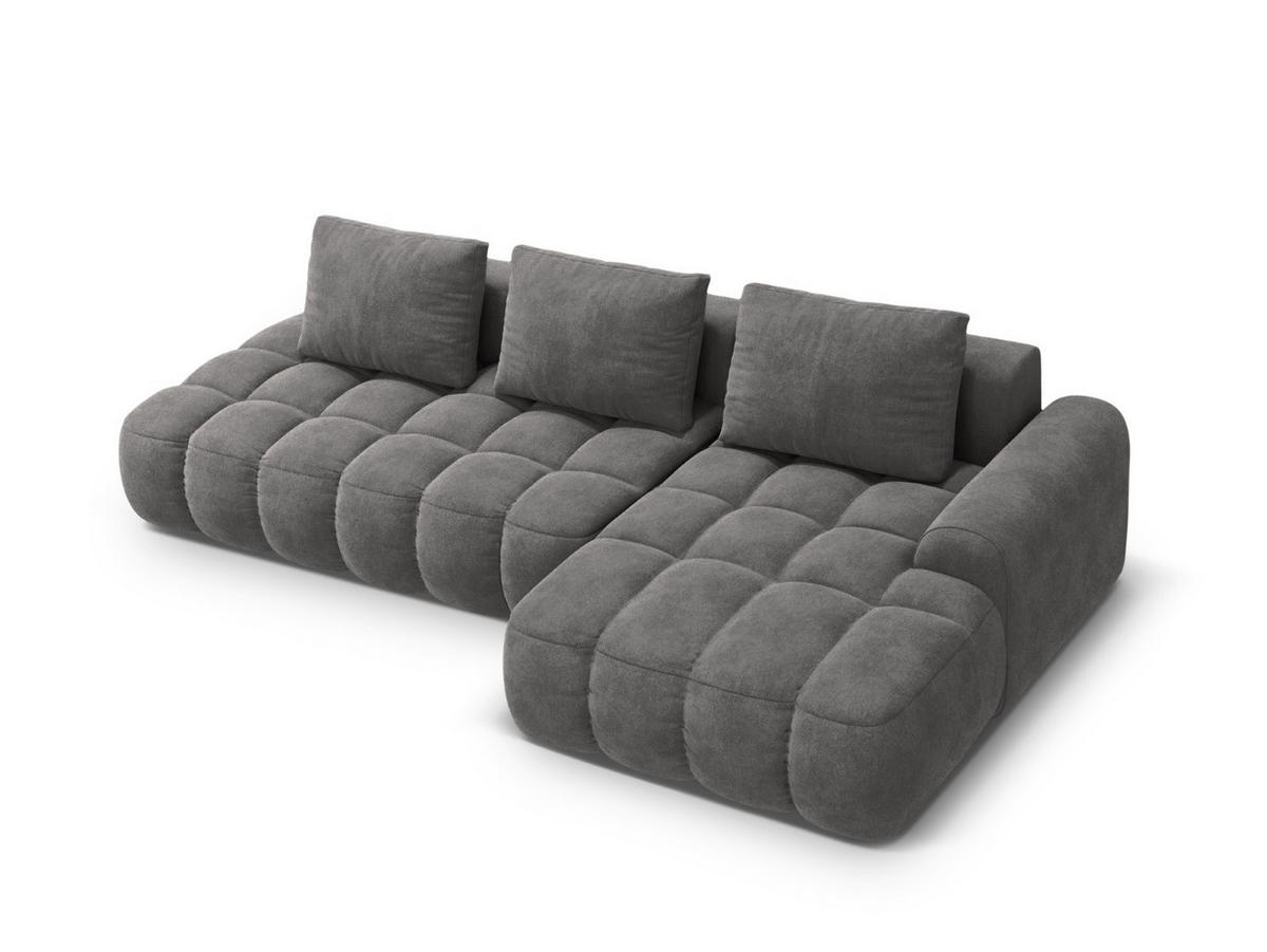 AUSKLAPPBARES-ECKSOFA rechts mit Container Linz aus Samt grau 3 Sitzplätze - Grau, Textil (142/275cm) - Cosmopolitan Design