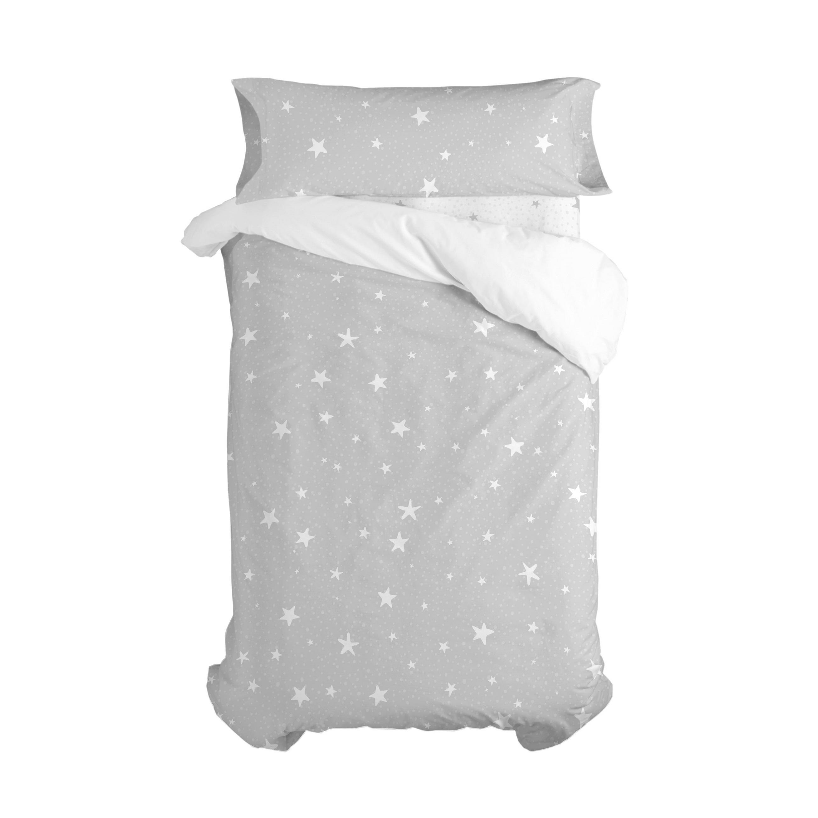 BETTBEZUG 2er-Set teiliges little star 180x220 cm (komfortgrösse) grau - Grau, Textil (180/220cm) - Happy Friday