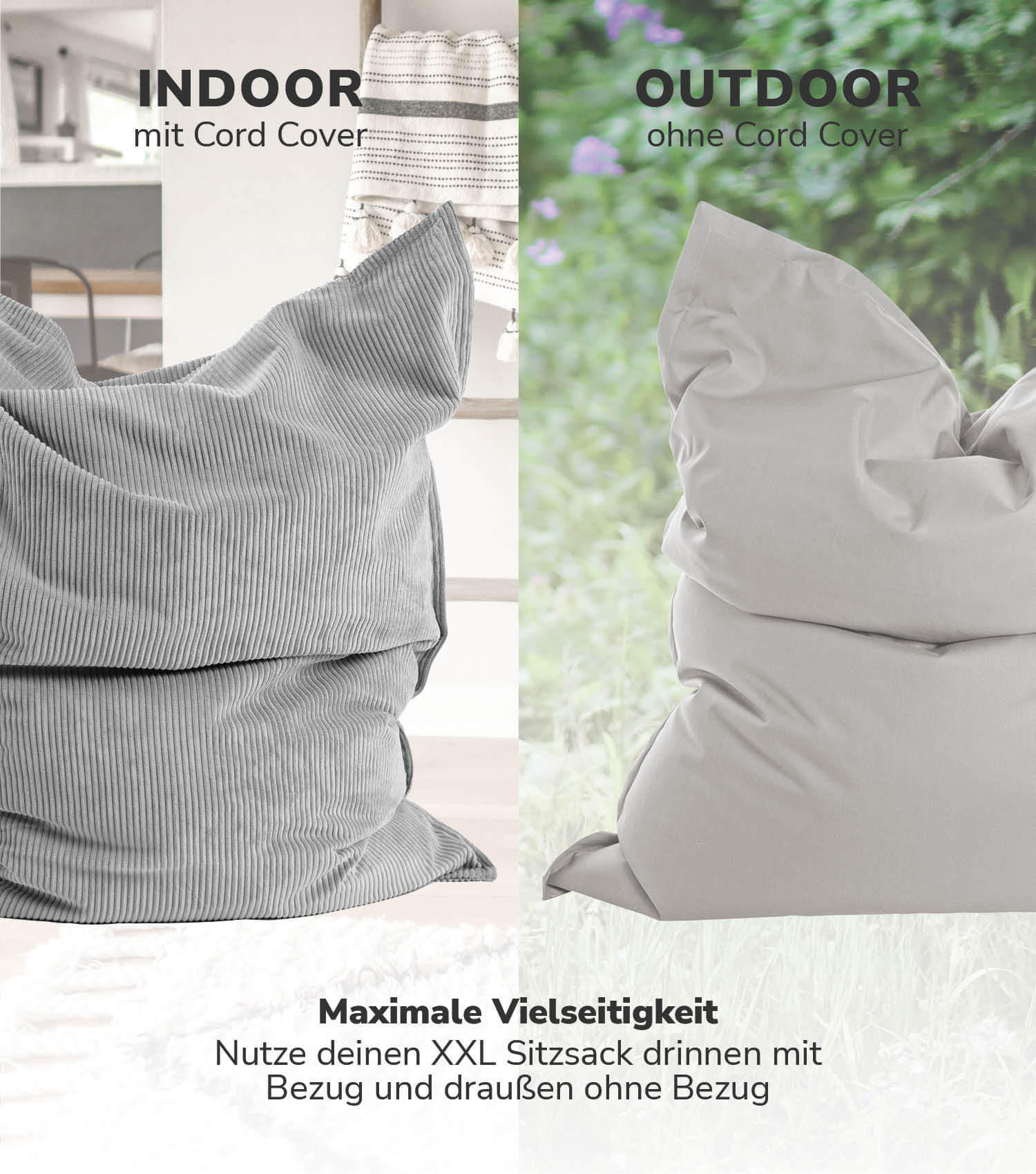 SITZSACK BEZUG Das Kuschel-Cover - Grau, Textil (130/20/170cm) - Mokebo
