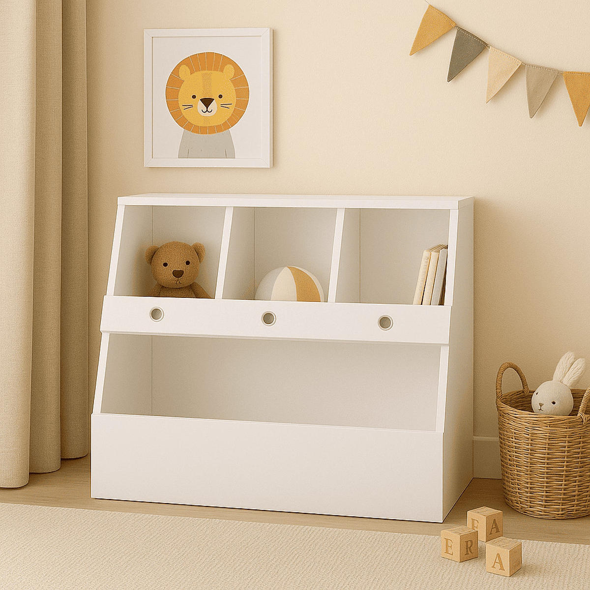 BÜCHER-&SPIELZEUGREGAL L90 cm - Tuli - Weiß, Holzwerkstoff (42/86.5/90cm) - Calicosy