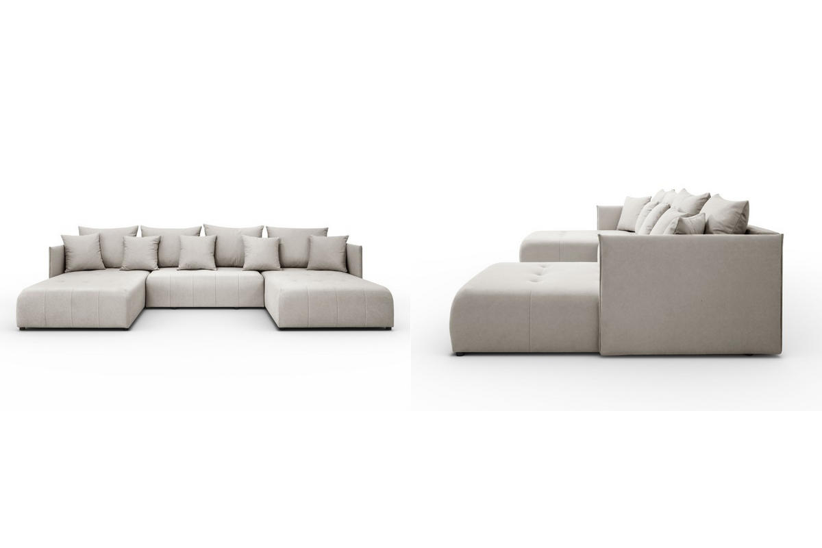WOHNLANDSCHAFT Hanna in U-Form 348 x 188cm Schlaffunktion Bettkasten, 5 Sitzer, Schlafsofa, beige - Beige, Kunststoff (348/93/188cm) - Margaret Hadas24