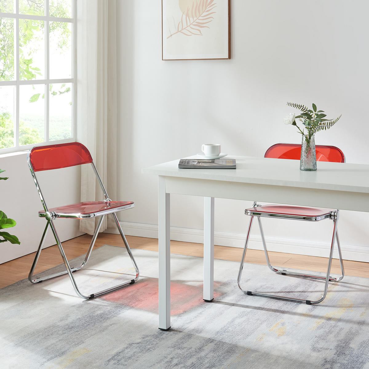 KLAPPSTUHL-SET Pornainen 2 TLG. - Rot, Kunststoff/Metall (46/74/47cm) - [en.casa]